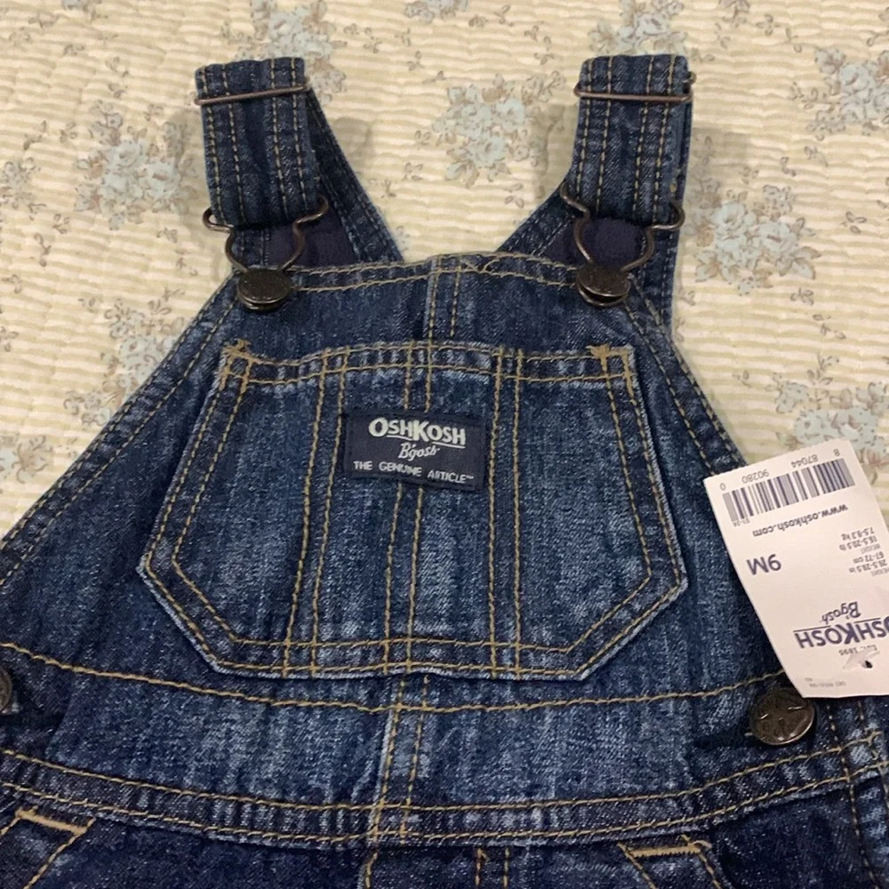 Oshkosh Flannel lined Blue Denim Overalls NEW Size 9 Mo Original Oshkosh Bgosh